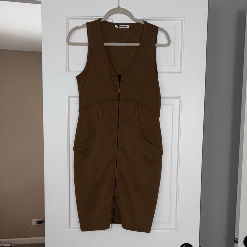 Alexander Wang Brown Sleeveless V-Neck Sheath Mini Dress